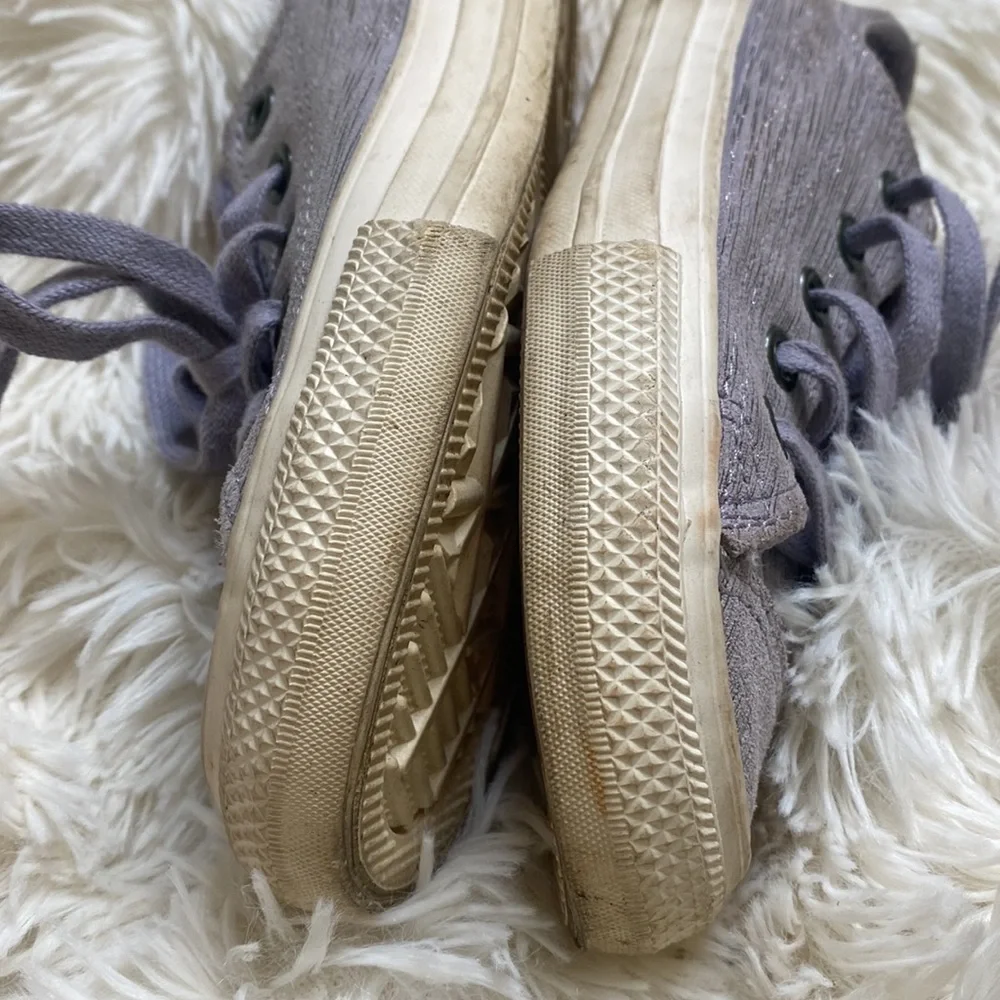 Converse All Star Purple Silver Lace Up Low Cut Sneakers Girl’s Size 11